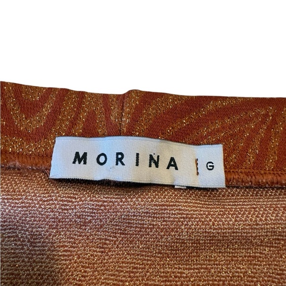 Morina Metallic Rust Long Sleeve Crop Top w/ Feather Cuffs Size M Brazil G - Picture 8 of 14